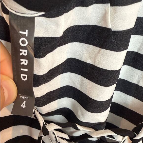 Torrid Black and White Striped High Low Dress - Picture 2 of 3